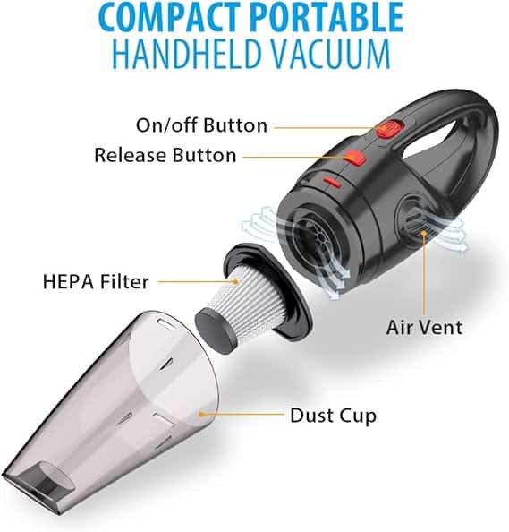 Hand Vacuum Cordless With High Power, Mini Vacuum Cleaner Handheld Rechargeable For Home And Car Cleaning